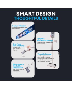 VM1 Pro 3in1 Vacuum Mop Sweep 16000PA Strong Suction Dust Mite Removal Lightweight Low Noise Self-Standing Design