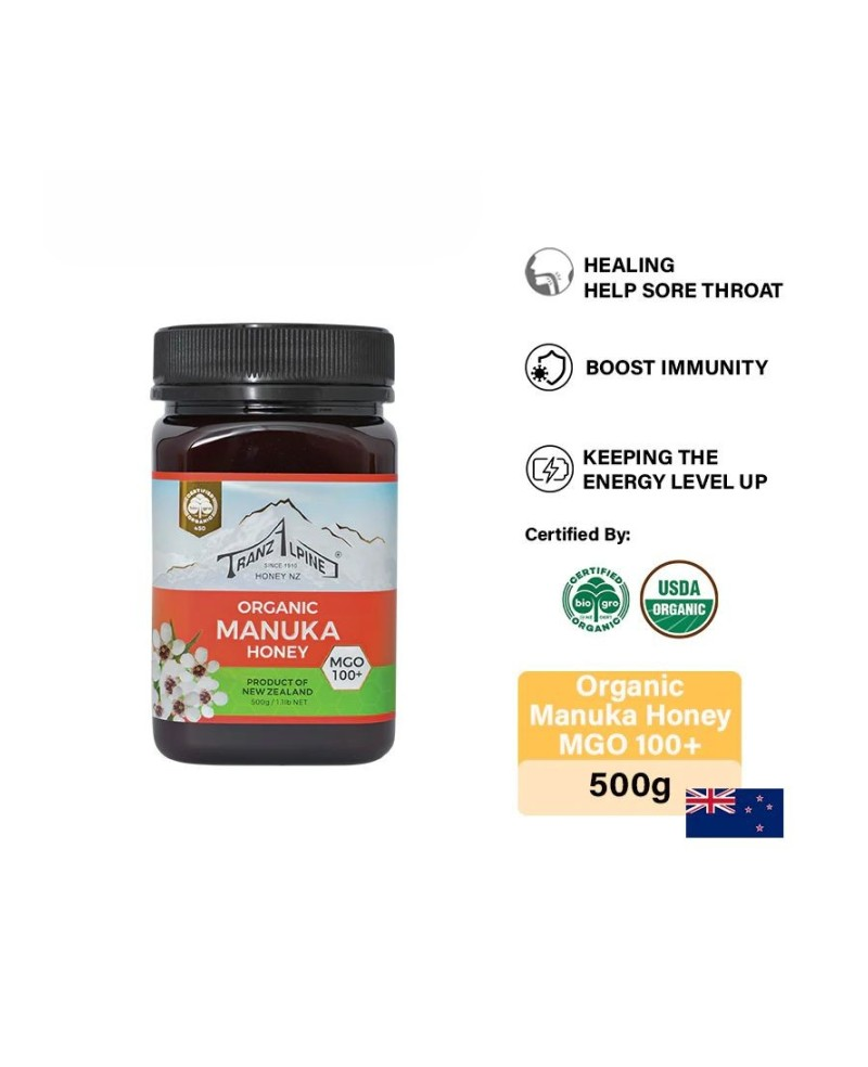 Tranzalpine Organic Manuka Honey MGO 100+ ( 500g )