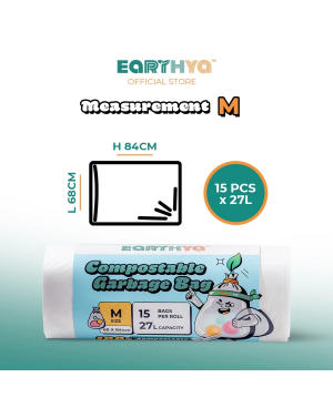 Earthya Compostable Garbage Bag - M Size ( 1ctn/12rolls X 15 pcs )