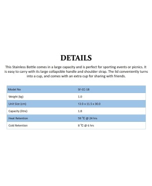 ZOJIRUSHI 1.8L S/S BOTTLE WITH CUP - SF-CC-18-XA