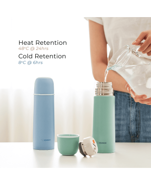 ZOJIRUSHI 0.5L S/S BOTTLE WITH CUP - SV-GR-50