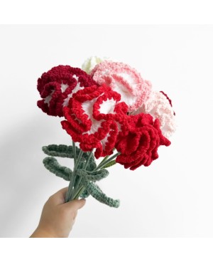 Crochet Flower Carnation For Mother's Day Flower Bouquet Gift 针织康乃馨