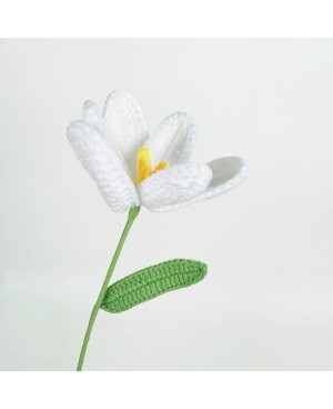 Crochet Flower Single Tulip For Flower Arrangement Florist Bouquet Decoration DIY Gift 针织郁金香