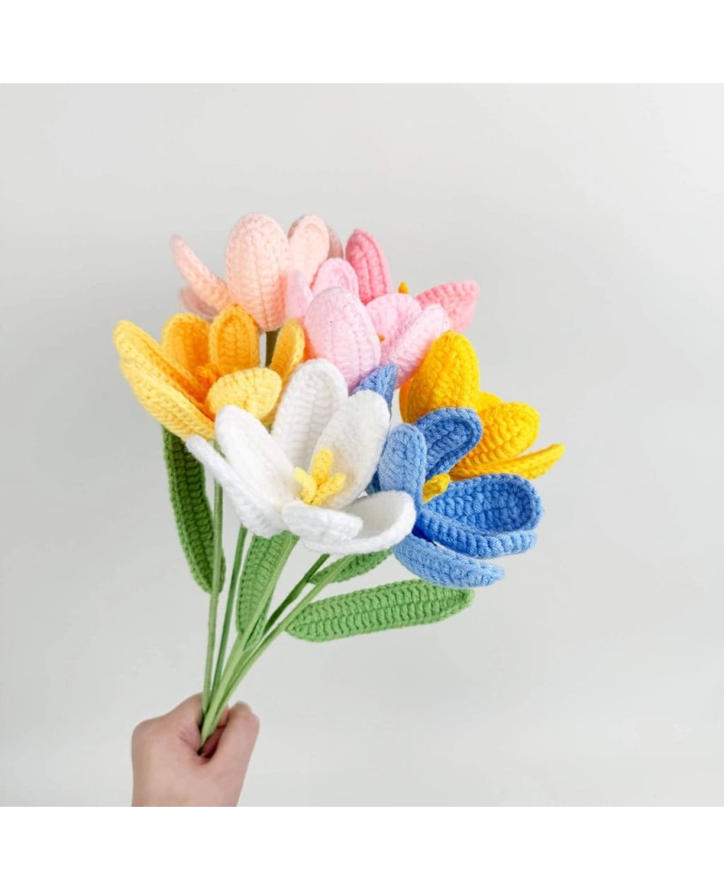 Crochet Flower Single Tulip For Flower Arrangement Florist Bouquet Decoration DIY Gift 针织郁金香