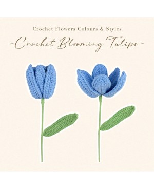 Crochet Flower Single Tulip For Flower Arrangement Florist Bouquet Decoration DIY Gift 针织郁金香