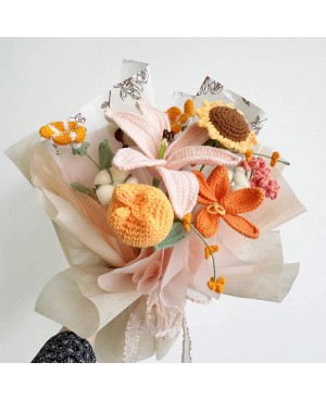 Crochet Flower Single Tulip For Flower Arrangement Florist Bouquet Decoration DIY Gift 针织郁金香