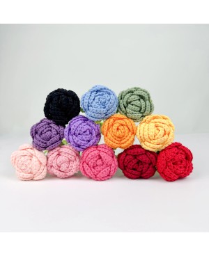 Crochet Flower Single Rose For Flower Arrangement Florist Bouquet Decoration DIY Gift 手工编织玫瑰花