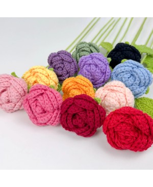 Crochet Flower Single Rose For Flower Arrangement Florist Bouquet Decoration DIY Gift 手工编织玫瑰花