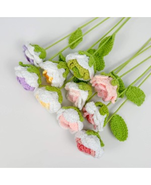 Crochet Flower Single Rose For Flower Arrangement Florist Bouquet Decoration DIY Gift 手工编织玫瑰花