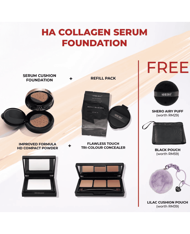 【 AUGUST PROMOTIONS 】[ BUNDLE - 02 ] SHERO HA Collagen Serum Foundation