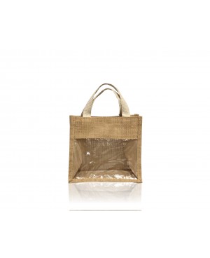 JP216 - Jute Bag with Front Window – Jute Packaging – Wedding Gift Bag