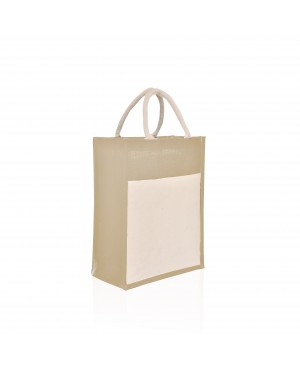 JR238 – Colourful Jute Bag with Canvas Pocket