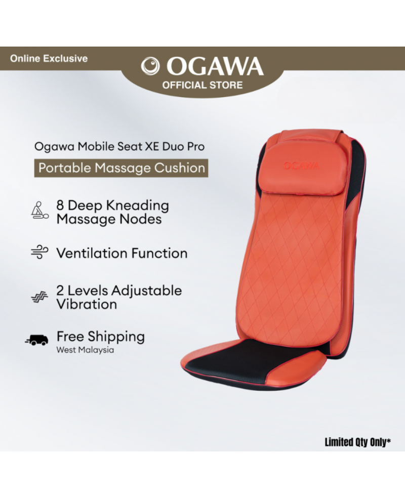 OGAWA MOBILE SEAT XE DUO PRO DUAL-ACTION PORTABLE MASSAGE CUSHION (OZ 1007) – CHERRY RED