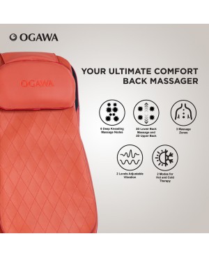 OGAWA MOBILE SEAT XE DUO PRO DUAL-ACTION PORTABLE MASSAGE CUSHION (OZ 1007) – CHERRY RED
