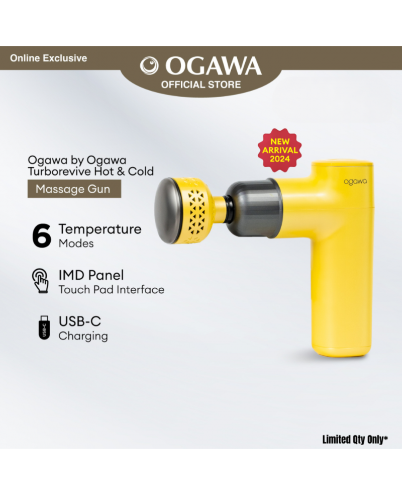 OGAWA BY OGAWA TURBOREVIVE HOT & COLD PORTABLE MASSAGE GUN - SUNSHINE YELLOW (OG 1102L)