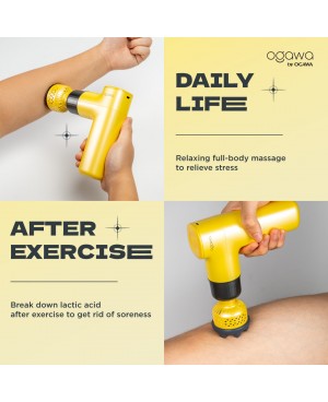 OGAWA BY OGAWA TURBOREVIVE HOT & COLD PORTABLE MASSAGE GUN - SUNSHINE YELLOW (OG 1102L)