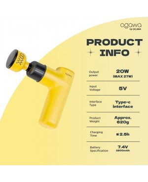 OGAWA BY OGAWA TURBOREVIVE HOT & COLD PORTABLE MASSAGE GUN - SUNSHINE YELLOW (OG 1102L)