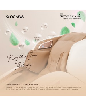 OGAWA RETREAX IONIC CONTEMPORARY MASSAGE CHAIR SAND CREAM (OG 5572)