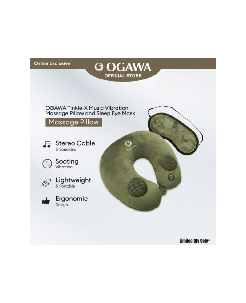 OGAWA TINKLE-X MUSIC VIBRATION MASSAGE PILLOW AND SLEEP EYE MASK (OL 0502X)