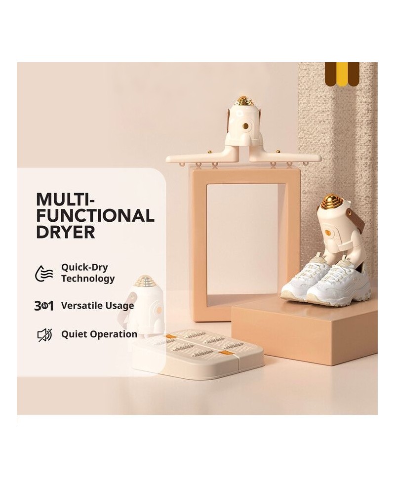 3in1 Multi-functional Dryer Portable Clothes Shoe Dryer with Foot Warmer Massage Silent Operation Quick Dry